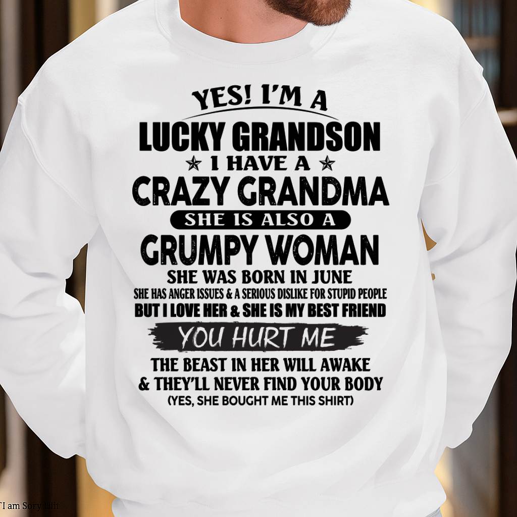 JUNE - LUCKY GRANDSON OF CRAZY GRANDMA -  PERFECT GIFT FROM GRANDMA - DTSM06 (SKU12-113-06)