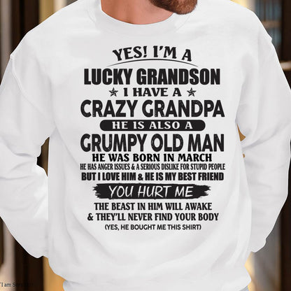 MARCH - LUCKY GRANDSON OF CRAZY GRANDPA -  PERFECT GIFT FROM GRANDPA - DTSM03 (SKU12-145-03)