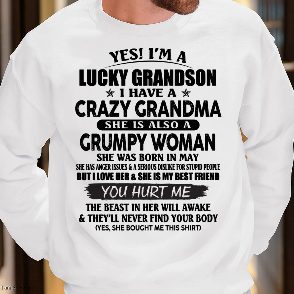 MAY - LUCKY GRANDSON OF CRAZY GRANDMA -  PERFECT GIFT FROM GRANDMA - DTSM05 (SKU12-113-05)