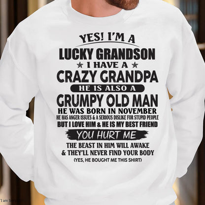 NOVEMBER - LUCKY GRANDSON OF CRAZY GRANDPA -  PERFECT GIFT FROM GRANDPA - DTSM11 (SKU12-145-11)