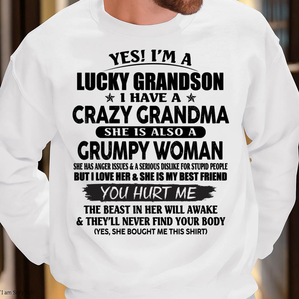 LUCKY GRANDSON OF CRAZY GRANDMA -  PERFECT GIFT FROM GRANDMA - DTSM00 (SKU12-113-00)