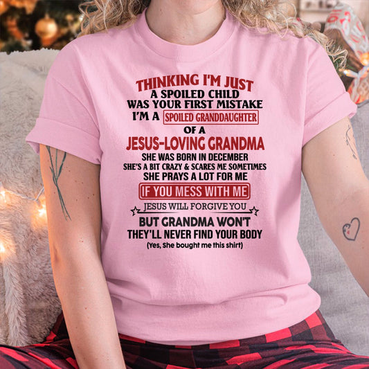 Christian Girl Shirt – Spoiled by Grandma December Edition – From Grandma to Granddaughter NTTD12 (SKU07-181-12)