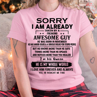 November - Taken by an Awesome Guy Shirt - Perfect Gift From Husband DTSM11 (SKUT08-11-11)