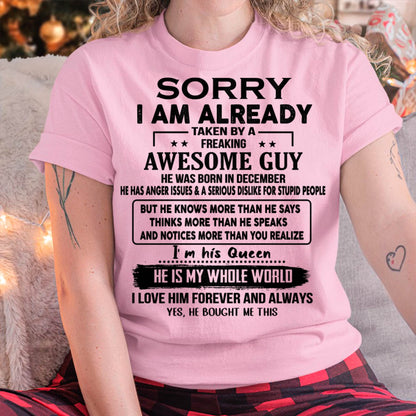 December - Taken by an Awesome Guy Shirt - Perfect Gift From Husband DTSM12 (SKUT08-11-12)