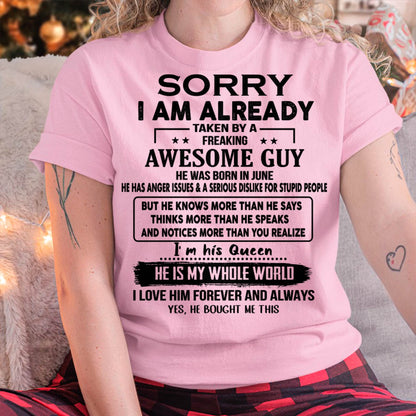 Taken by an Awesome Guy Shirt - Perfect Gift For Your Girlfriend DTSM06 (SKUT08-11-06)