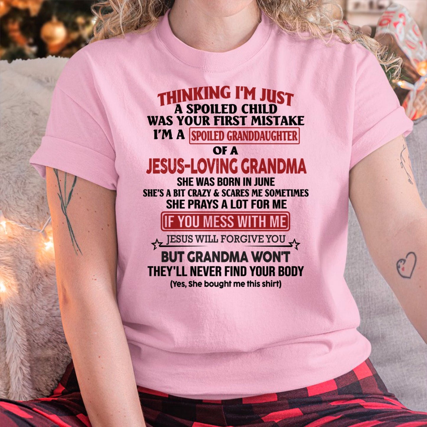 Christian Girl Shirt – Spoiled by Grandma June Edition – From Grandma to Granddaughter NTTD06 (SKU07-181-06)