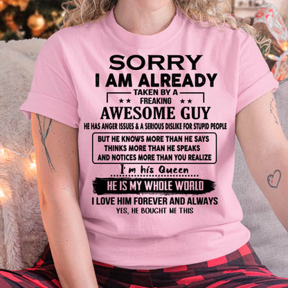 Taken by an Awesome Guy Shirt - Perfect Gift For Your Girlfriend DTSM00 (SKUT08-11-00)