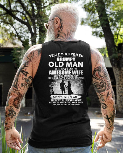 JULY - GRUMPY OLD MAN T-SHIRT – AWESOME WIFE GIFT FOR HUSBAND - DTSM07 (SKU10-79-07)