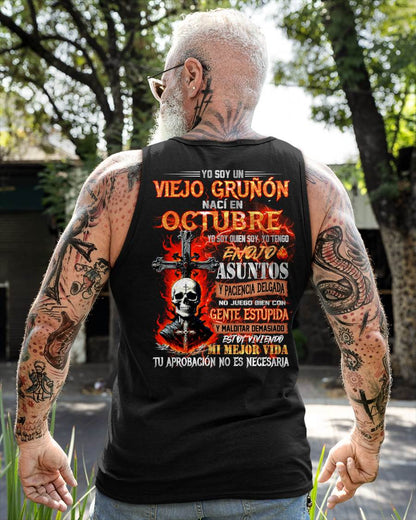 Octubre - Viejo Gruñón - Camiseta Divertida de Calavera con Problemas de Ira - Regalo Perfecto Para Ti - DTSM10 (SKU26T-01203-10)