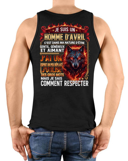 AVRIL - ESPRIT MALICIEUX MAIS SAIT RESPECTER - T-SHIRT ANNIVERSAIRE HOMME - IMPRESSION DTG PREMIUM - DTSM04 (SKU2604-87-04)