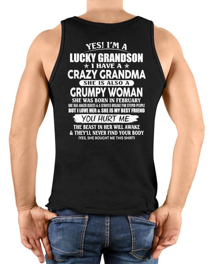 FEBRUARY - LUCKY GRANDSON OF CRAZY GRANDMA - PERFECT GIFT FROM GRANDMA - DTSM02 (SKU2607-03-02)