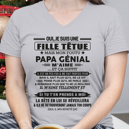 Oui, je suis une fille têtue – T-shirt | Cadeau d’anniversaire de papa pour sa fille - dtsm00 / fr00 (SKU12-197)