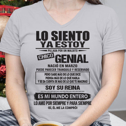 Camiseta Lo Siento Ya Estoy Pillada por un Chico Genial Nacido en Marzo - DTSM03 (SKU04-18-03)