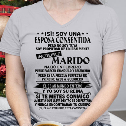 Camiseta Soy una Esposa Consentida de un Increíble Marido Nacido en Febrero - DTSM02 (SKU-TBNA3)