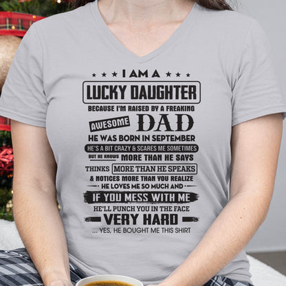 September - Lucky Daughter of Awesome Dad - Perfect Gift For Your Daughter From Dad - DTSM09 (SKU08-47-09)