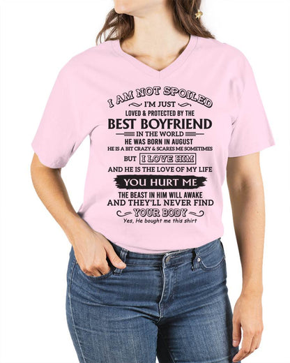 August - Loved & Protected by Best Boyfriend - Perfect Gift for Your GirlFriend - DTSM08 (SKU08-16-08)